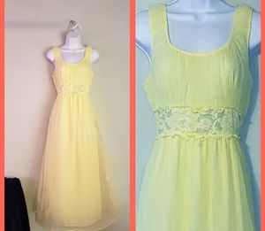 Vintage chiffon lemon yellow night gown nightie
